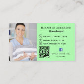 Carte De Visite Service de nettoyage feu vert photo code QR (Dos)