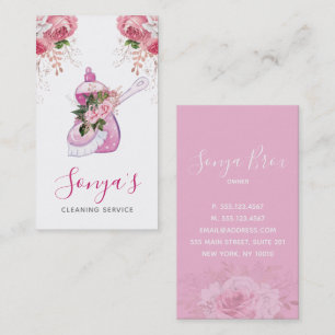 Carte De Visite Service de nettoyage Fleur Aquarelle plat savon