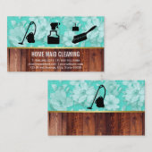 Carte De Visite Service de nettoyage Fleur et panneau en bois (Devant / Derrière)