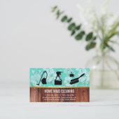 Carte De Visite Service de nettoyage Fleur et panneau en bois (Debout devant)