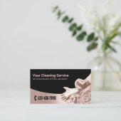 Carte De Visite Service de nettoyage Floral Rose Gold moderne (Debout devant)