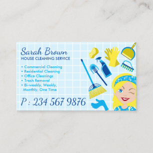 Carte De Visite Service de nettoyage Janitorial Lady Blonde