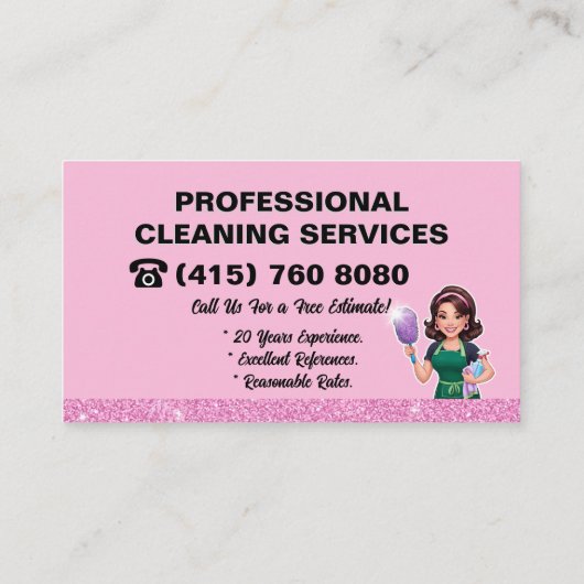 Carte De Visite Service De Nettoyage Janitorial Rose Maid (Dos)