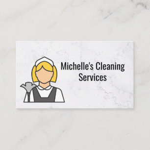 Carte De Visite Service de nettoyage   Logo de la domestique
