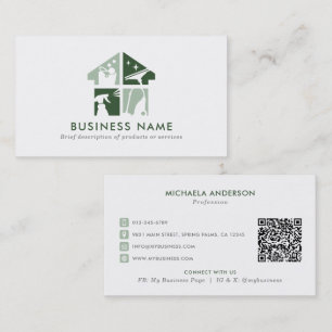 Carte De Visite Service de nettoyage Logo moderne & Code QR