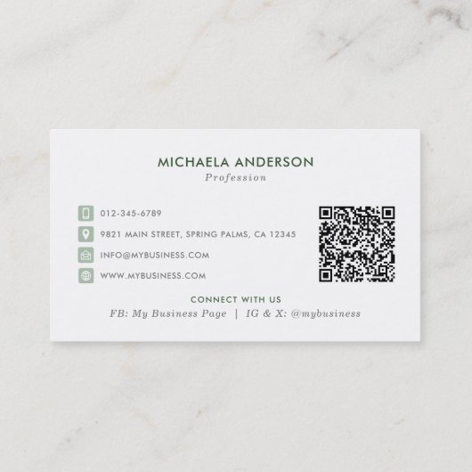 Carte De Visite Service de nettoyage Logo moderne et code QR (Dos)