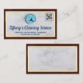 Carte De Visite Service de nettoyage | Logo Squeegee | Code QR (Devant / Derrière)