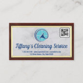 Carte De Visite Service de nettoyage | Logo Squeegee | Code QR (Devant)