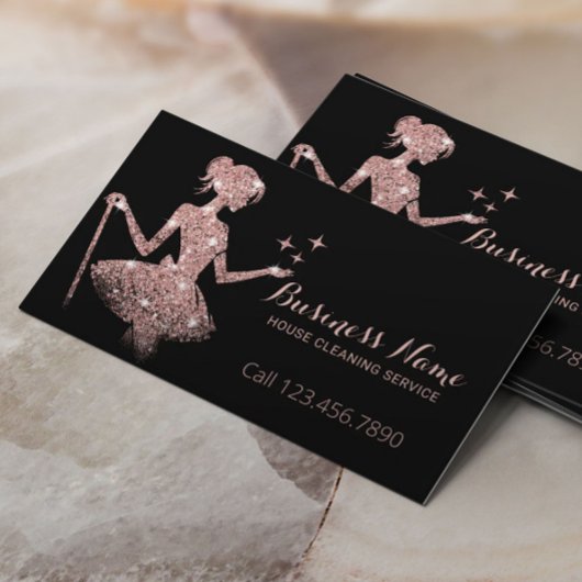 Carte De Visite Service de nettoyage magique rose Parties scintill