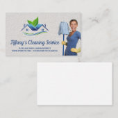 Carte De Visite Service de nettoyage | Maid Cleaning Holding Mop (Devant / Derrière)