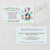 Carte De Visite Service De Nettoyage Maid De Cartoon Cute (Devant / Derrière)