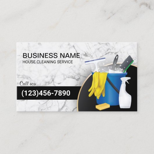 Carte De Visite Service De Nettoyage Maid Entretien Ménage Marbre (Devant)