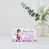 Carte De Visite Service De Nettoyage Maid Floral (Debout devant)