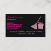 Carte De Visite Service de nettoyage Maid Janitorial noir pétillan (Dos)