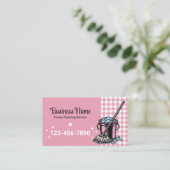 Carte De Visite Service De Nettoyage Maison Cute Pink Plaid (Debout devant)