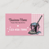 Carte De Visite Service De Nettoyage Maison Cute Pink Plaid (Devant)