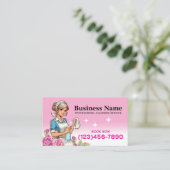 Carte De Visite Service De Nettoyage Maison Maid Rose Floral (Debout devant)