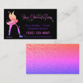 Carte De Visite Service De Nettoyage Maison Noire Fée Cute (Devant / Derrière)