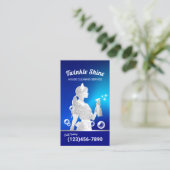 Carte De Visite Service de nettoyage Ménage bleu et argent Maid (Debout devant)