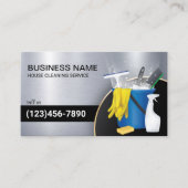 Carte De Visite Service De Nettoyage Ménage Ménage Métal Moderne (Devant)