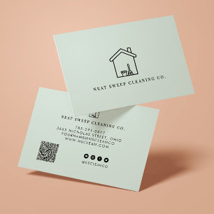 Carte De Visite Service de nettoyage minimaliste CODE QR Marque En