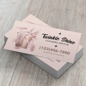 Carte De Visite Service De Nettoyage Moderne Maison Rose