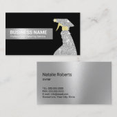 Carte De Visite Service de nettoyage moderne Noir & Argent (Devant / Derrière)