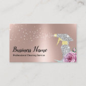 Carte De Visite Service de nettoyage moderne Silver Spray Rose Gol (Devant)