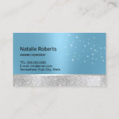 Carte De Visite Service de nettoyage moderne Spray Floral bleu et  (Dos)