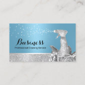 Carte De Visite Service de nettoyage moderne Spray Floral bleu et  (Devant)