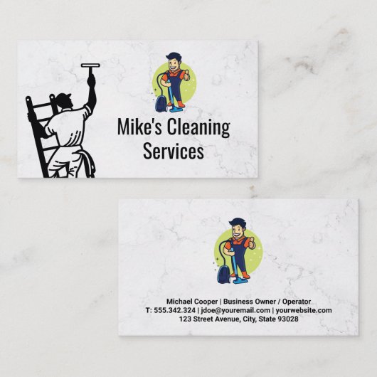 Carte De Visite Service de nettoyage | Nettoyage de fenêtres | Col (Devant / Derrière)