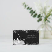 Carte De Visite Service de nettoyage noir argent parties scintilla (Debout devant)