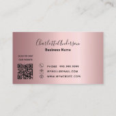 Carte De Visite Service de nettoyage noir rose brillant code QR (Dos)