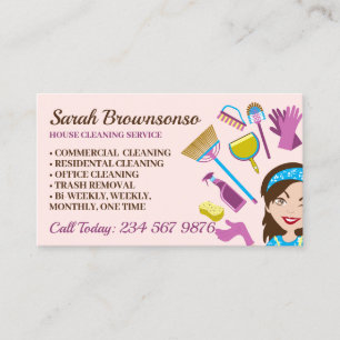 Carte De Visite Service de nettoyage Orange Blush Maid