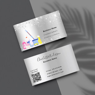 Carte De Visite Service de nettoyage parties scintillant argent po
