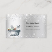 Carte De Visite Service de nettoyage parties scintillant argent po (Devant)