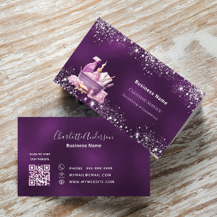Carte De Visite Service de nettoyage parties scintillant argent vi