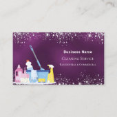 Carte De Visite Service de nettoyage parties scintillant en argent (Devant)