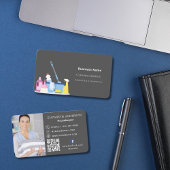 Carte De Visite Service de nettoyage photo gris code QR