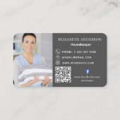 Carte De Visite Service de nettoyage photo gris code QR (Dos)