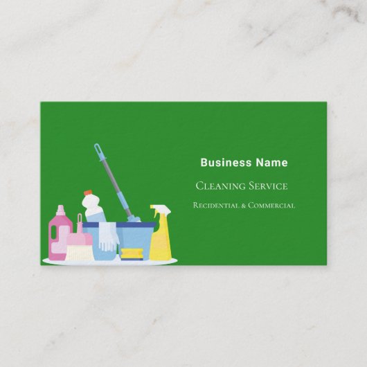 Carte De Visite Service de nettoyage photo verte QR code premium (Devant)