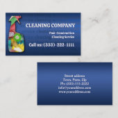 Carte De Visite Service de nettoyage post-construction bleu foncé (Devant / Derrière)