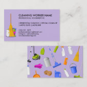 Carte De Visite Service de nettoyage pourpre Agent ménager Janitor (Devant / Derrière)