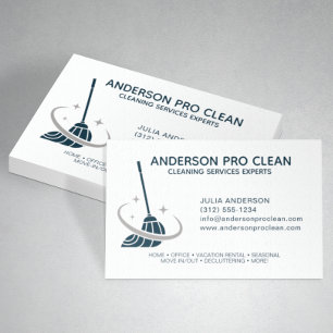 Carte De Visite Service de nettoyage Pro Home & Office Navy Blue