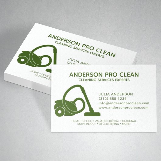 Carte De Visite Service de nettoyage Pro Home & Office Vert