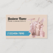 Carte De Visite Service de nettoyage professionnel Beige Blue Rose (Devant)