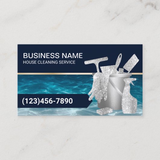 Carte De Visite Service de nettoyage professionnel Blue Ménage (Devant)