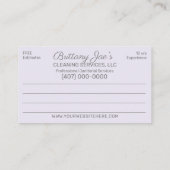 Carte De Visite Service de nettoyage professionnel/entretien ménag (Dos)