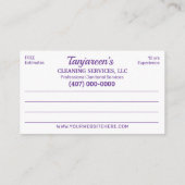 Carte De Visite Service de nettoyage professionnel/entretien ménag (Dos)