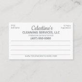 Carte De Visite Service de nettoyage professionnel/entretien ménag (Dos)